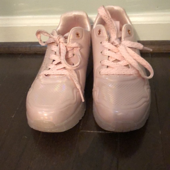 Skechers Pink Iridescent Sparky Memory Foam Shoes - Picture 2 of 14